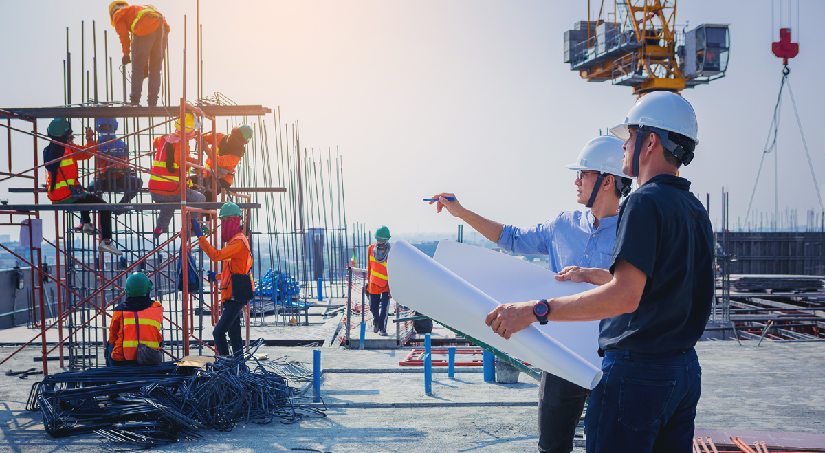 Engineers on construction site