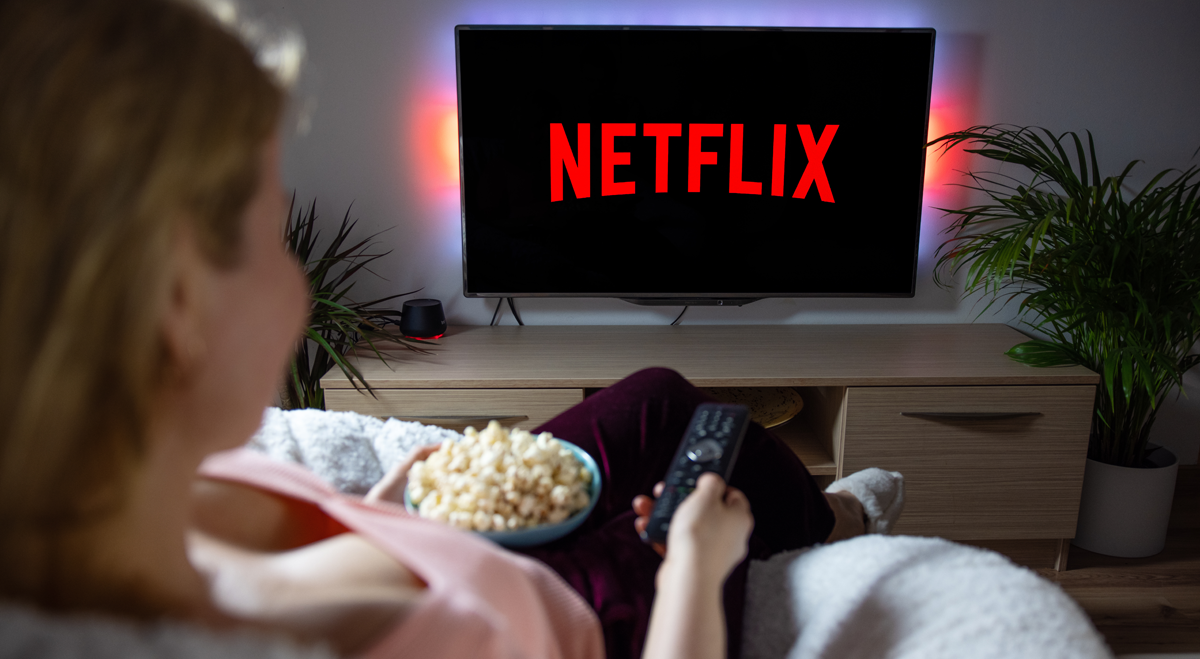 Eating popcorn watching Netflix