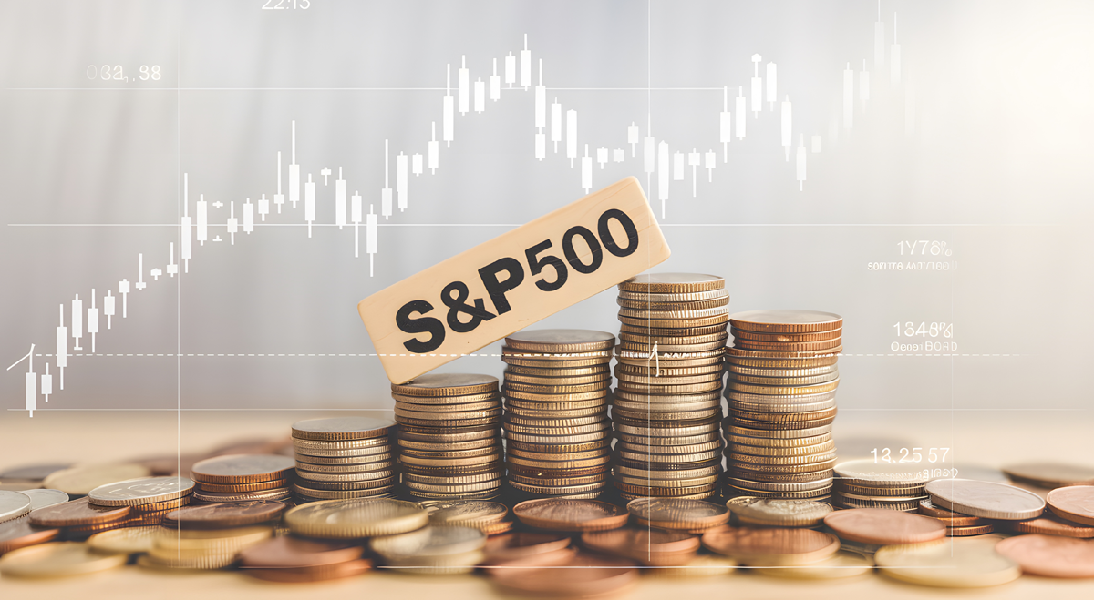 S&P500 chart with coins going up