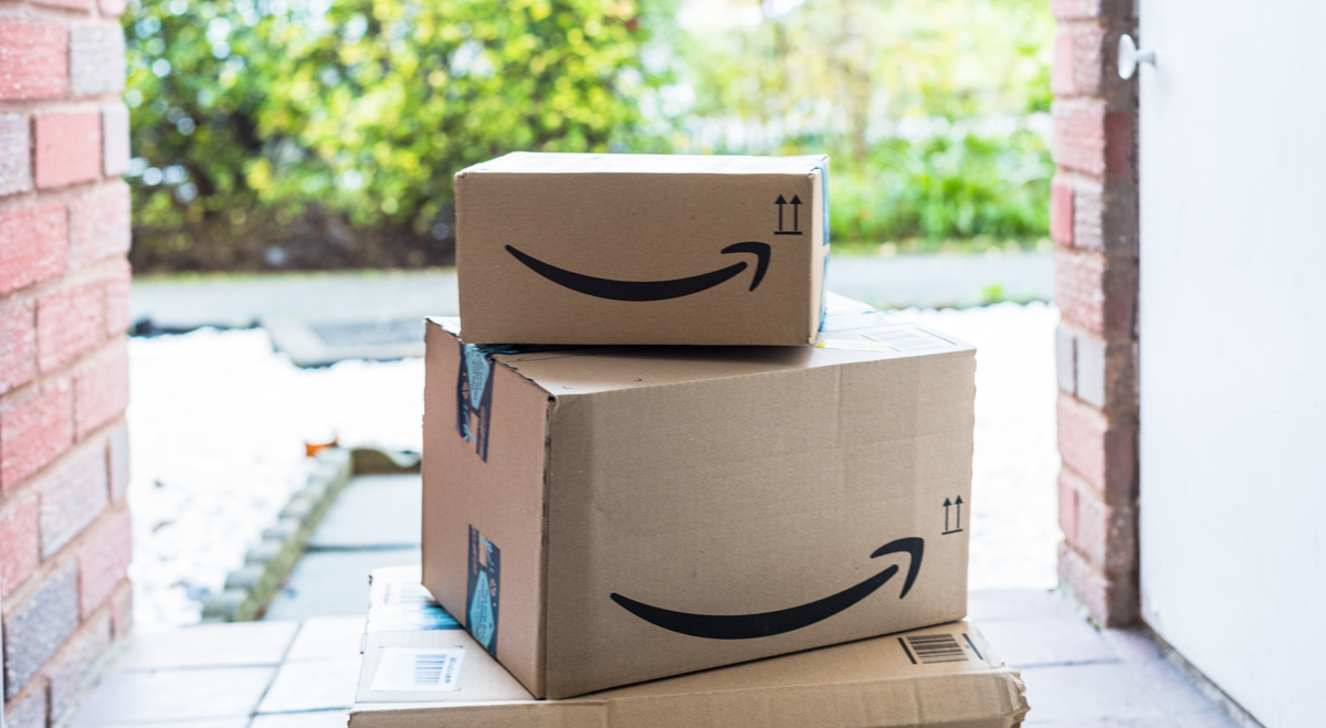 Amazon parcels on doorstep